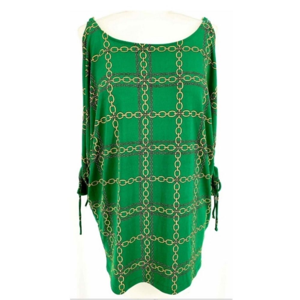 Michael kors green top with gold chain